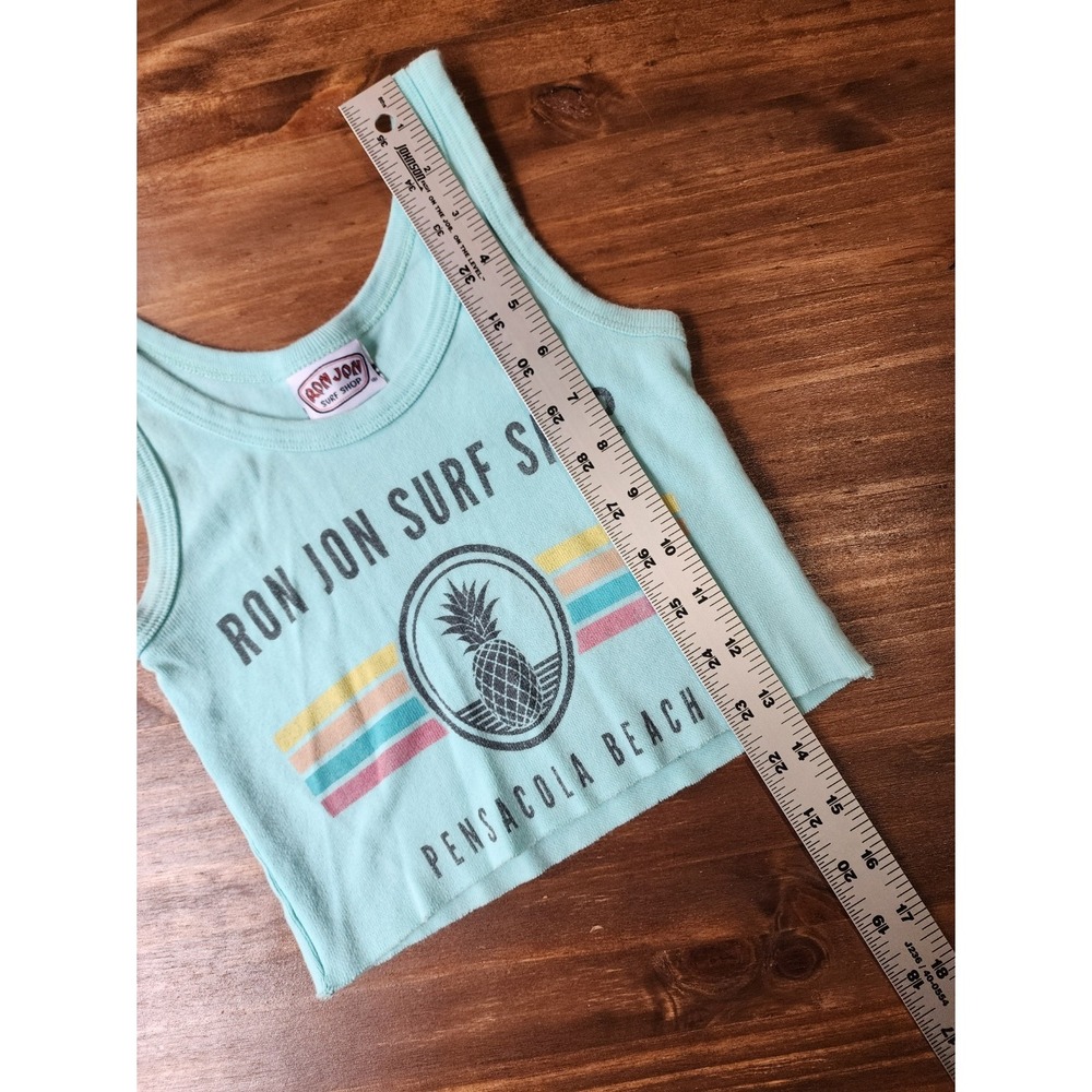 Ron Jon Surf Shop Crop Tank Top Womens XS Teal Pineapple Pensacola Beach - Picture 5 of 6
